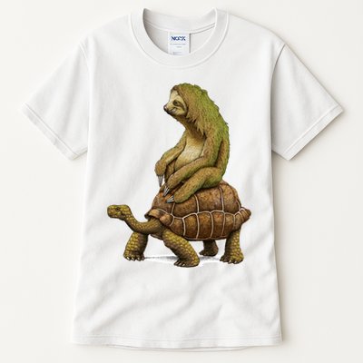 Funny Sloth Riding Turtle Speed Is Relative Tall T-Shirt