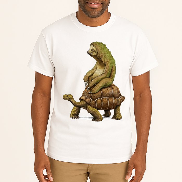 Funny Sloth Riding Turtle Speed Is Relative Tall T-Shirt