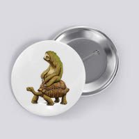 Funny Sloth Riding Turtle Speed Is Relative Button