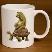 Funny Sloth Riding Turtle Speed Is Relative 11oz C Handle Ceramic Mug