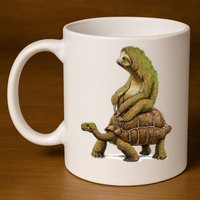 Funny Sloth Riding Turtle Speed Is Relative 11oz C Handle Ceramic Mug