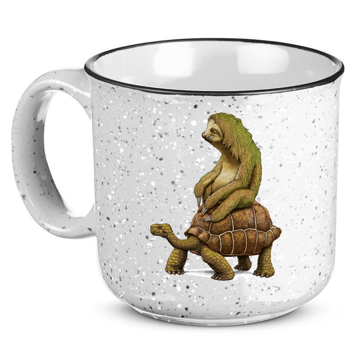 Funny Sloth Riding Turtle Speed Is Relative 15oz Campfire Ceramic Mug