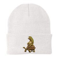 Funny Sloth Riding Turtle Speed Is Relative Beanie