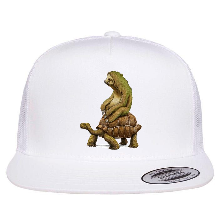 Funny Sloth Riding Turtle Speed Is Relative Flatbill Hat