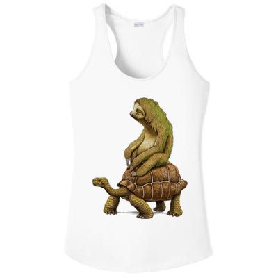 Funny Sloth Riding Turtle Speed Is Relative Ladies PosiCharge Competitor Racerback Tank