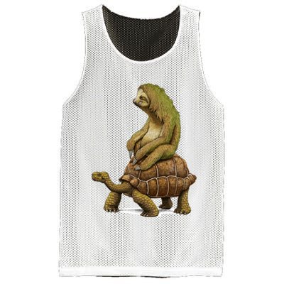 Funny Sloth Riding Turtle Speed Is Relative Mesh Reversible Basketball Jersey Tank