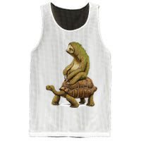 Funny Sloth Riding Turtle Speed Is Relative Mesh Reversible Basketball Jersey Tank