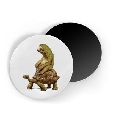 Funny Sloth Riding Turtle Speed Is Relative Magnet