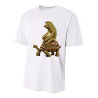 Funny Sloth Riding Turtle Speed Is Relative Youth Performance Sprint T-Shirt