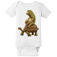 Funny Sloth Riding Turtle Speed Is Relative Baby Bodysuit