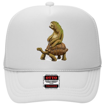 Funny Sloth Riding Turtle Speed Is Relative Trucker Hat