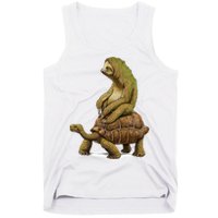 Funny Sloth Riding Turtle Speed Is Relative Tank Top