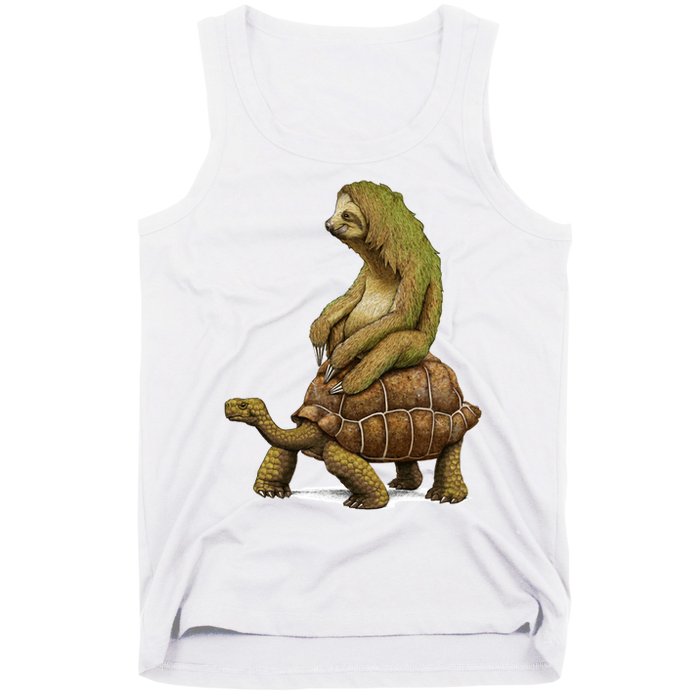 Funny Sloth Riding Turtle Speed Is Relative Tank Top