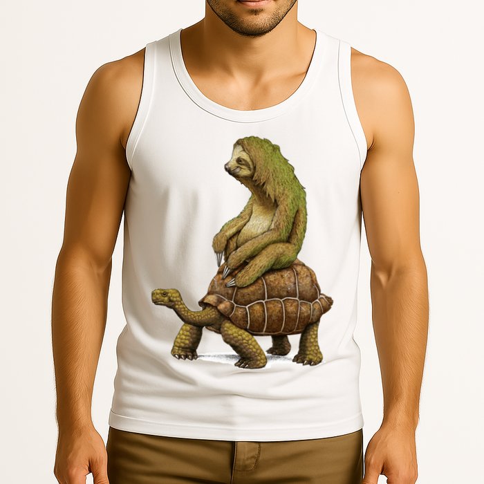 Funny Sloth Riding Turtle Speed Is Relative Tank Top