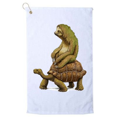 Funny Sloth Riding Turtle Speed Is Relative Golf Towel