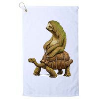 Funny Sloth Riding Turtle Speed Is Relative Golf Towel