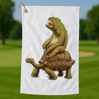 Funny Sloth Riding Turtle Speed Is Relative Golf Towel