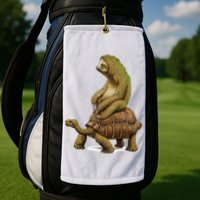 Funny Sloth Riding Turtle Speed Is Relative Golf Towel