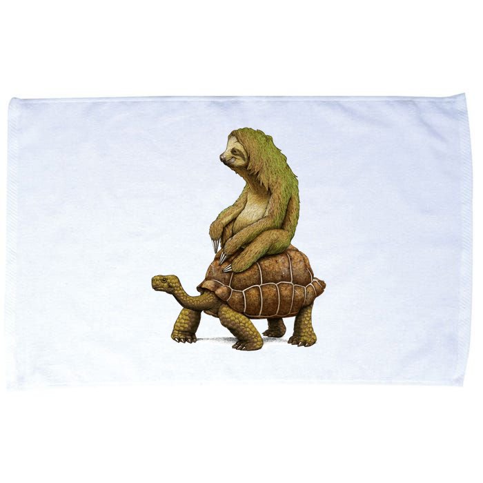 Funny Sloth Riding Turtle Speed Is Relative Microfiber Hand Towel