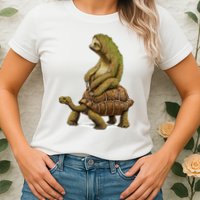 Funny Sloth Riding Turtle Speed Is Relative Womens T-Shirt