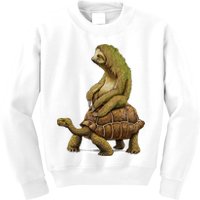 Funny Sloth Riding Turtle Speed Is Relative Kids Sweatshirt