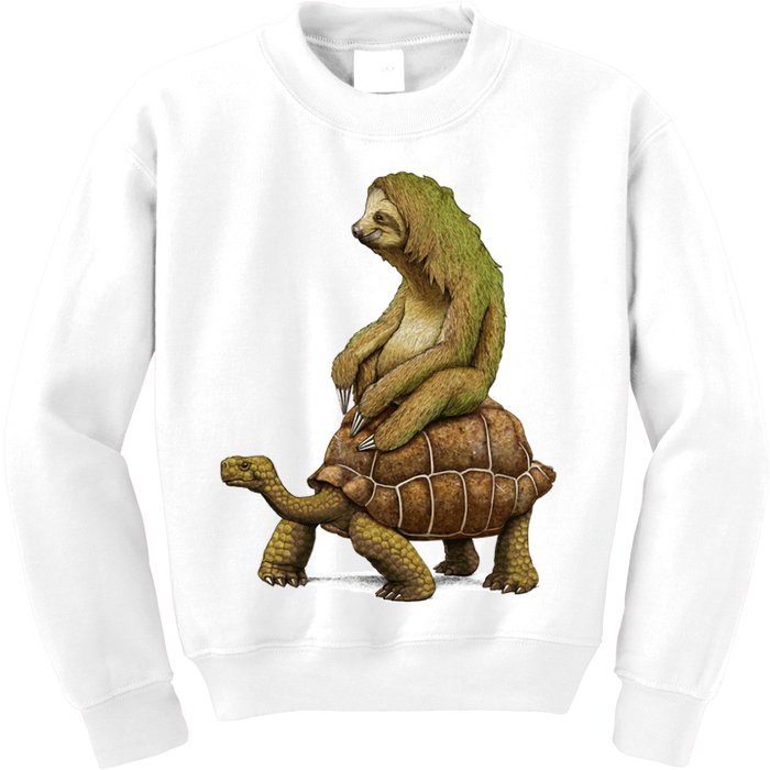 Funny Sloth Riding Turtle Speed Is Relative Kids Sweatshirt