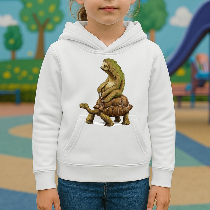 Funny Sloth Riding Turtle Speed Is Relative Kids Hoodie