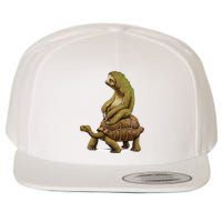 Funny Sloth Riding Turtle Speed Is Relative Wool Snapback Cap