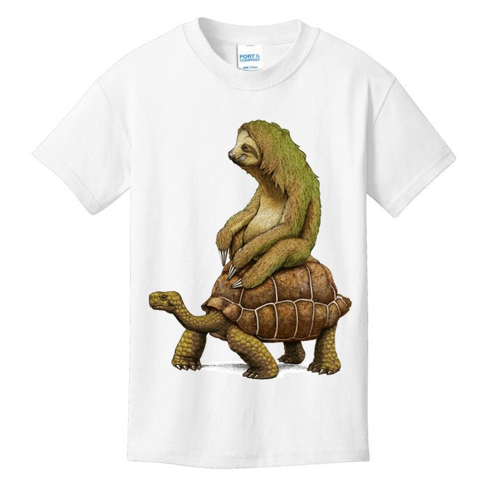 Funny Sloth Riding Turtle Speed Is Relative Kids T-Shirt