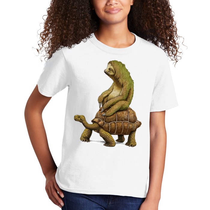Funny Sloth Riding Turtle Speed Is Relative Kids T-Shirt