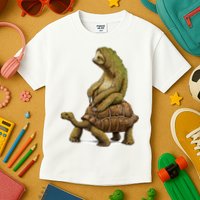 Funny Sloth Riding Turtle Speed Is Relative Kids T-Shirt