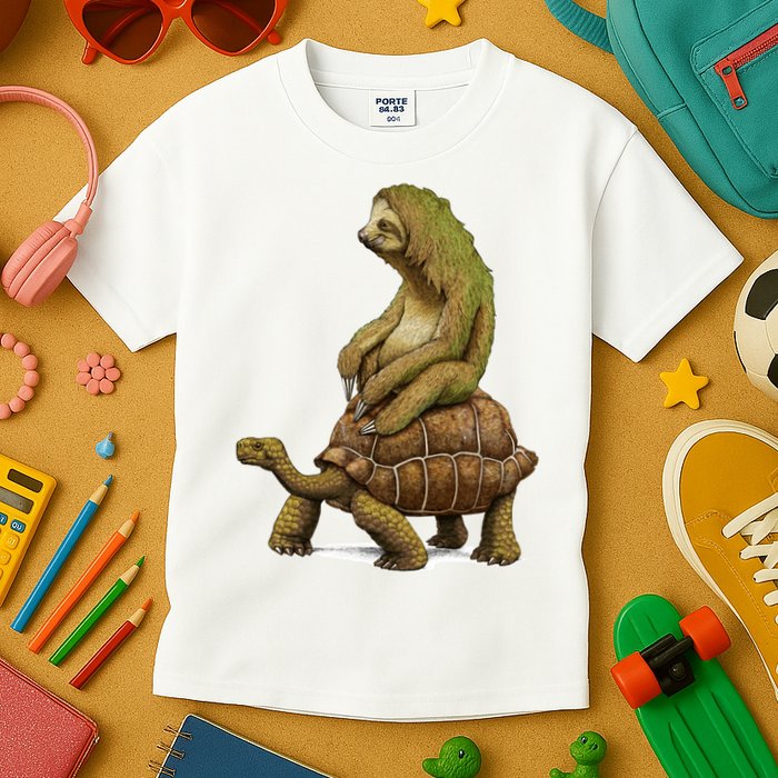 Funny Sloth Riding Turtle Speed Is Relative Kids T-Shirt