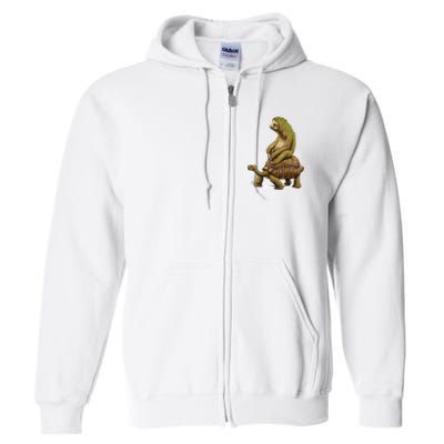 Funny Sloth Riding Turtle Speed Is Relative Full Zip Hoodie