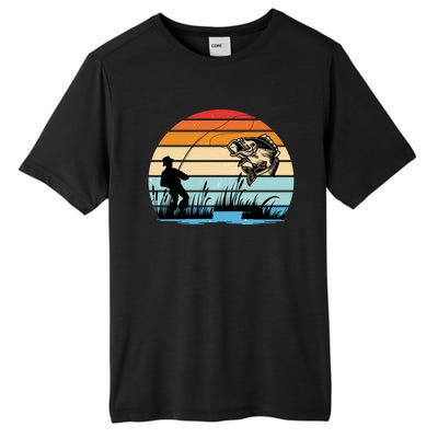 Fishing Sunset Retro Vintage Gift Tall Fusion ChromaSoft Performance T-Shirt