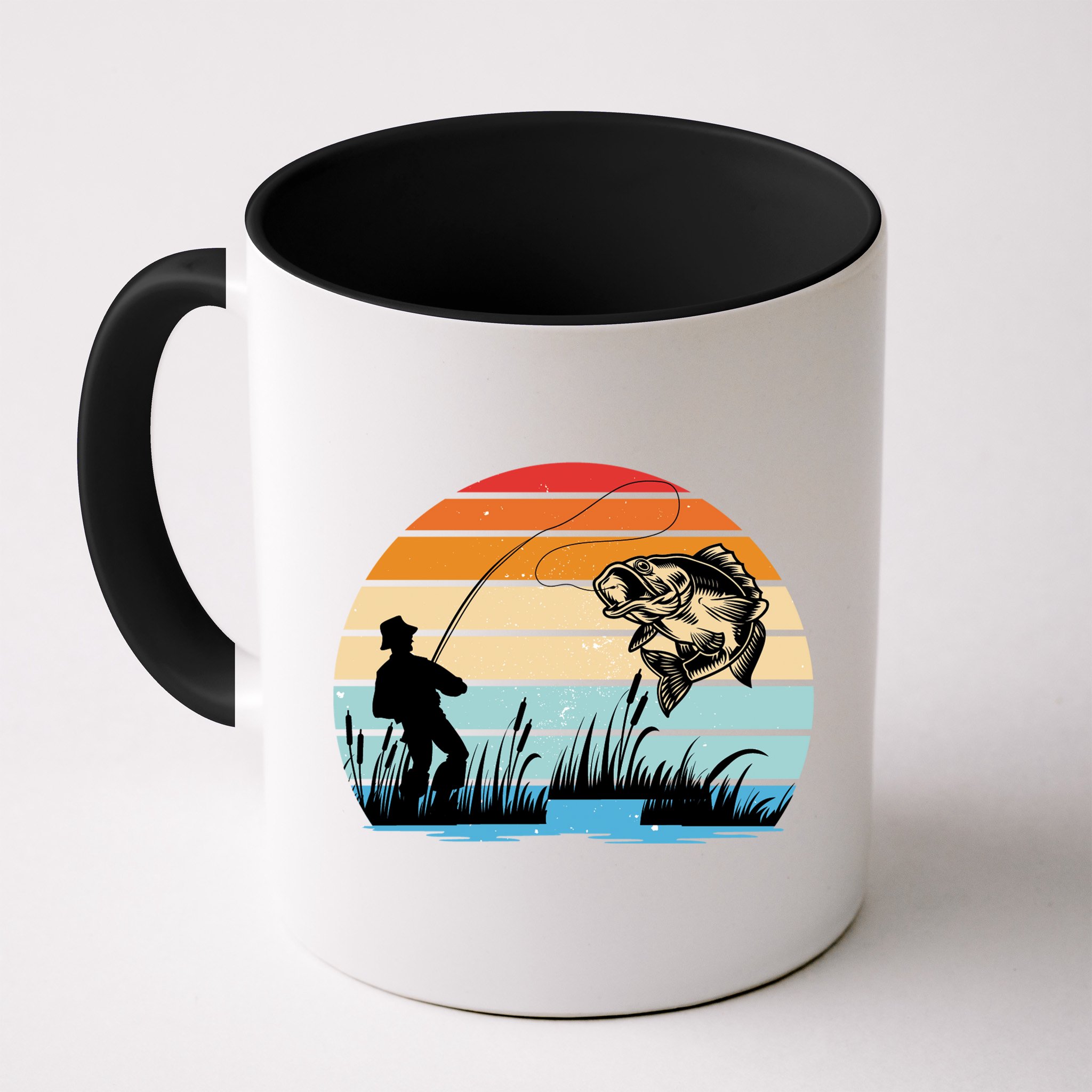 Fishing Sunset Retro Vintage Gift Mug