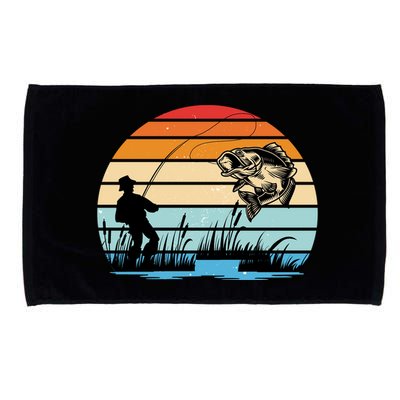 Fishing Sunset Retro Vintage Gift Microfiber Hand Towel