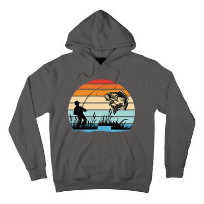 Fishing Sunset Retro Vintage Gift Hoodie