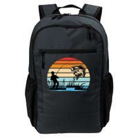 Fishing Sunset Retro Vintage Gift Daily Commute Backpack