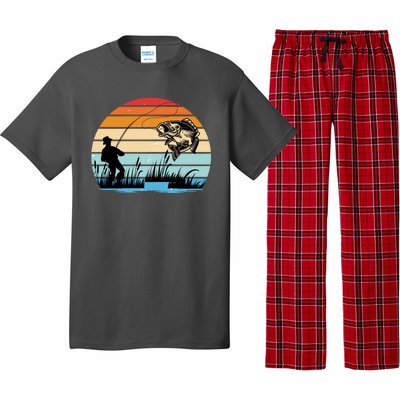 Fishing Sunset Retro Vintage Gift Pajama Set