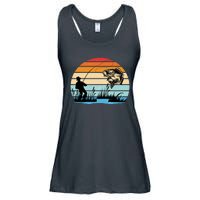 Fishing Sunset Retro Vintage Gift Ladies Essential Flowy Tank