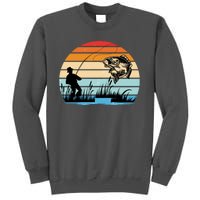 Fishing Sunset Retro Vintage Gift Tall Sweatshirt