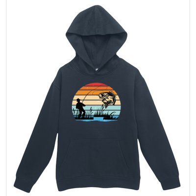 Fishing Sunset Retro Vintage Gift Urban Pullover Hoodie