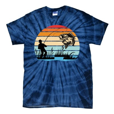 Fishing Sunset Retro Vintage Gift Tie-Dye T-Shirt