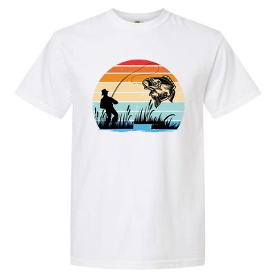 Fishing Sunset Retro Vintage Gift Garment-Dyed Heavyweight T-Shirt