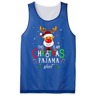 Family Squad Reindeer Matching This Is My Christmas Pajama Mesh Reversible Basketball Jersey Tank