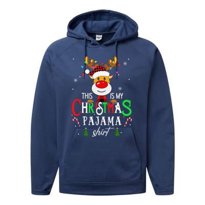 Family Squad Reindeer Matching This Is My Christmas Pajama Performance Fleece Hoodie