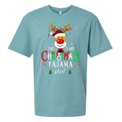 Family Squad Reindeer Matching This Is My Christmas Pajama Sueded Cloud Jersey T-Shirt