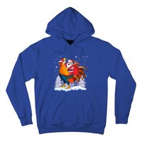 Funny Santa Ridding Chicken Gift Merry Chickmas Christmas Pajamas Gift Hoodie