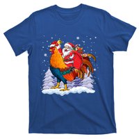 Funny Santa Ridding Chicken Gift Merry Chickmas Christmas Pajamas Gift T-Shirt