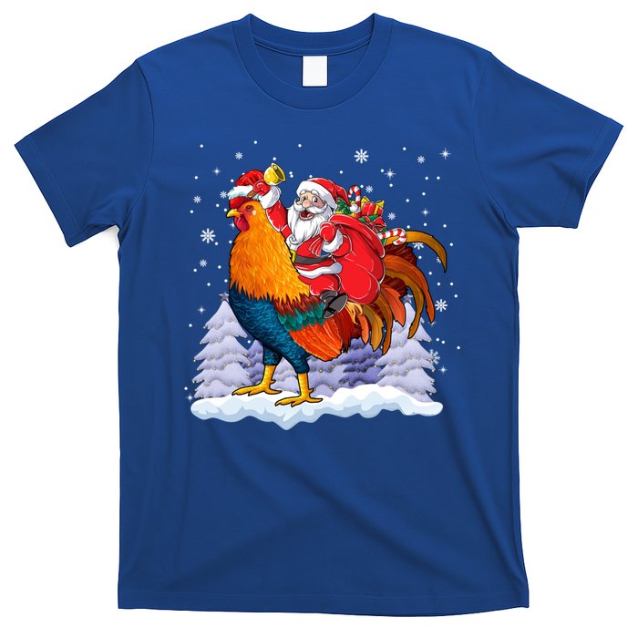 Funny Santa Ridding Chicken Gift Merry Chickmas Christmas Pajamas Gift T-Shirt